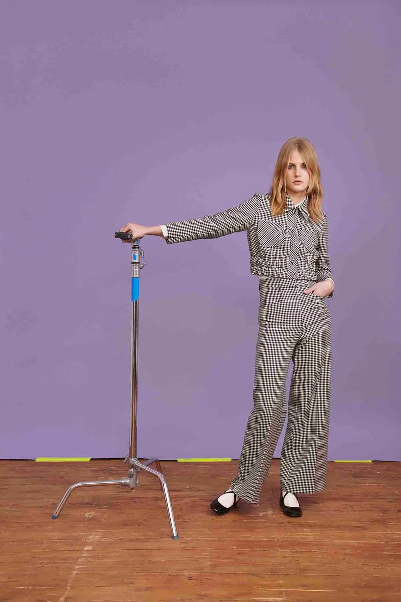 Blouson Court Smocké En Laine Vierge Vichy 7 Blouson Court Smocké En Laine Vierge Vichy - Image 5