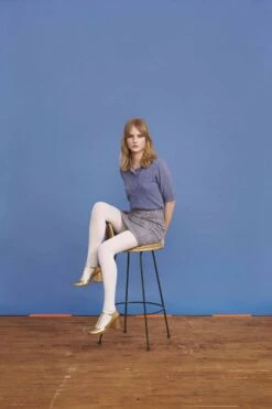 Jupe Courte Trapèze En Laine Tartan Tissée En France -Élégance Soldes 12 0837 RGBcopie