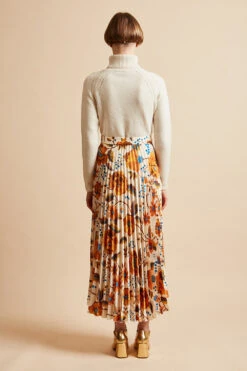 Jupe Plissée Soleil Imprimée Floral Allover -Élégance Soldes FW23 SALIZEE 3 1