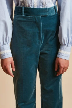 Pantalon Droit En Velours Lisse De Coton -Élégance Soldes FW23 SBACH 2