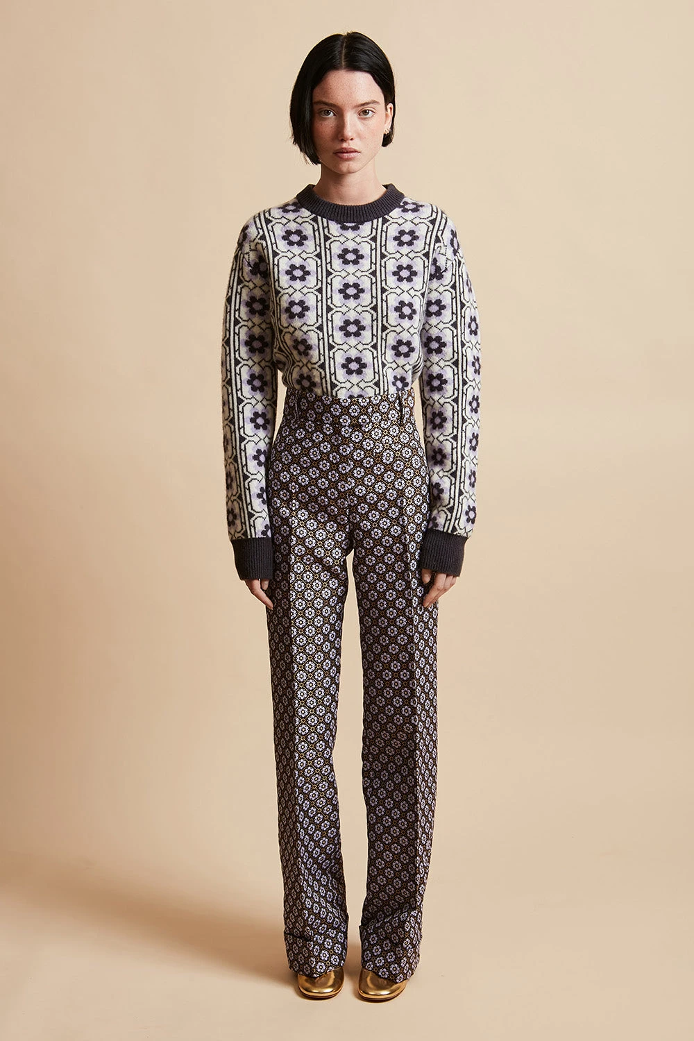 Pantalon En Jacquard à Motif Floral 4 Pantalon En Jacquard à Motif Floral - Image 2