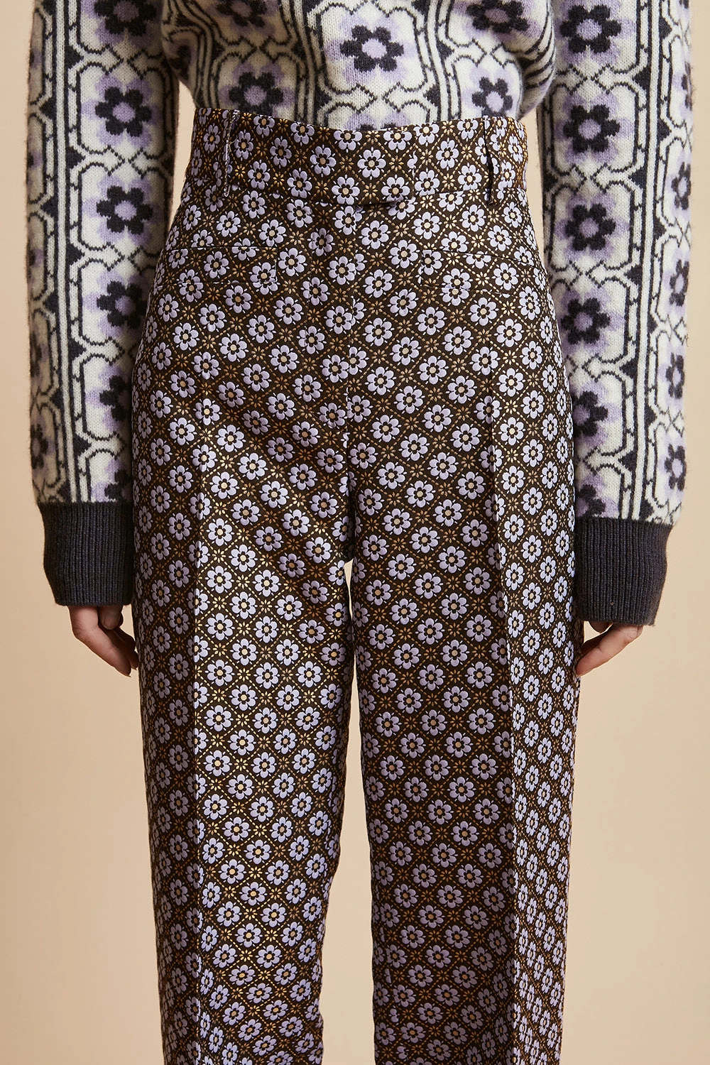 Pantalon En Jacquard à Motif Floral 5 Pantalon En Jacquard à Motif Floral - Image 3