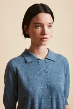 Cardigan Court En Cachemire Col Polo -Élégance Soldes FW23 SCALIN 31 3