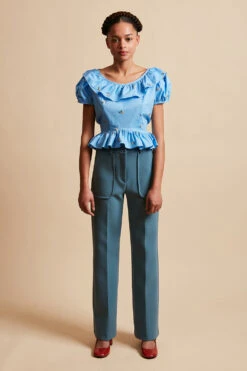 Top Court En Popeline De Coton Brodé -Élégance Soldes FW23 SCUDJOE 2