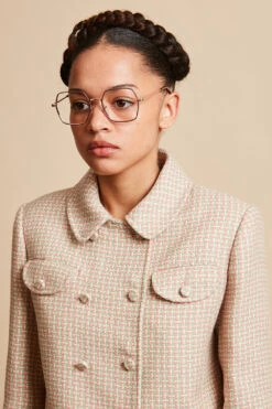 Veste Courte Ajustée En Tweed Tricolore De Mohair Et Laine -Élégance Soldes FW23 SESPIEGLE 41 12