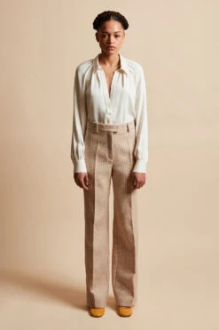 Pantalon En Tweed Tricolore De Mohair Et Laine Tissée En France -Élégance Soldes FW23 SFILOU 41 1