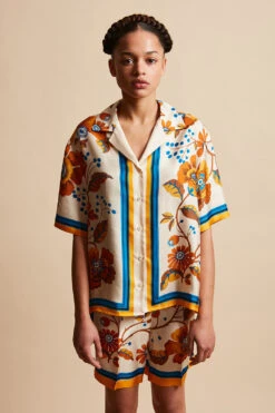 Chemise à Manches Courtes En Twill De Soie Imprimé