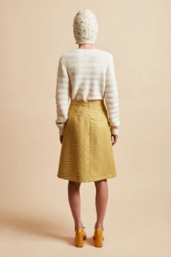 Jupe En Tweed Tricolore De Mohair Et Laine Tissée En France -Élégance Soldes FW23 SJEANETTE 2