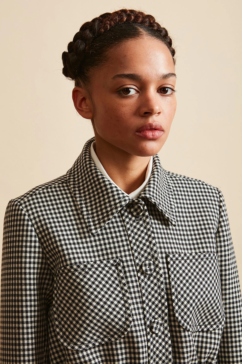 Blouson Court Smocké En Laine Vierge Vichy 5 Blouson Court Smocké En Laine Vierge Vichy - Image 3