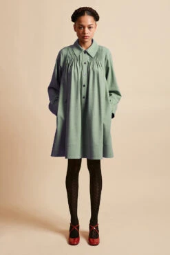 Robe Courte Ample Ajustée Aux épaules -Élégance Soldes FW23 SLENFANCE vert
