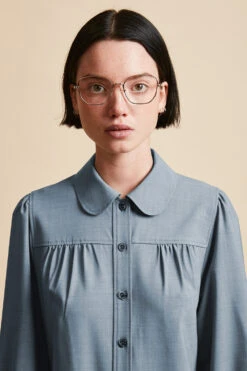 Combi-short En Laine Vierge Tropicale Tissée En Italie -Élégance Soldes FW23 SMARMOT 2 bleu