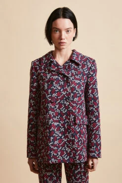 Veste En Interlock Jacquard à Motif Floral All Over