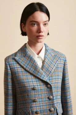 Veste Longue Tartan En Laine Tissée En France -Élégance Soldes FW23 Scheverny 5