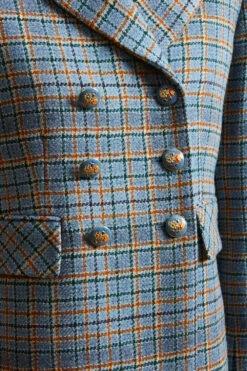 Veste Longue Tartan En Laine Tissée En France -Élégance Soldes FW23 Scheverny 6