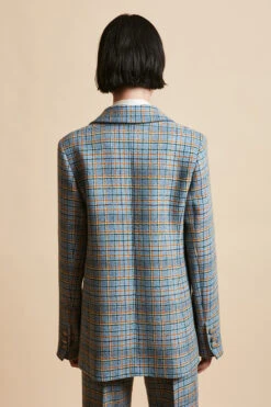 Veste Longue Tartan En Laine Tissée En France -Élégance Soldes FW23 Scheverny 7
