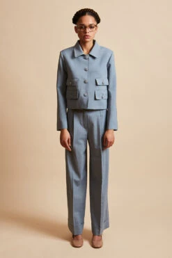 Pantalon Ample En Laine Vierge Tropicale