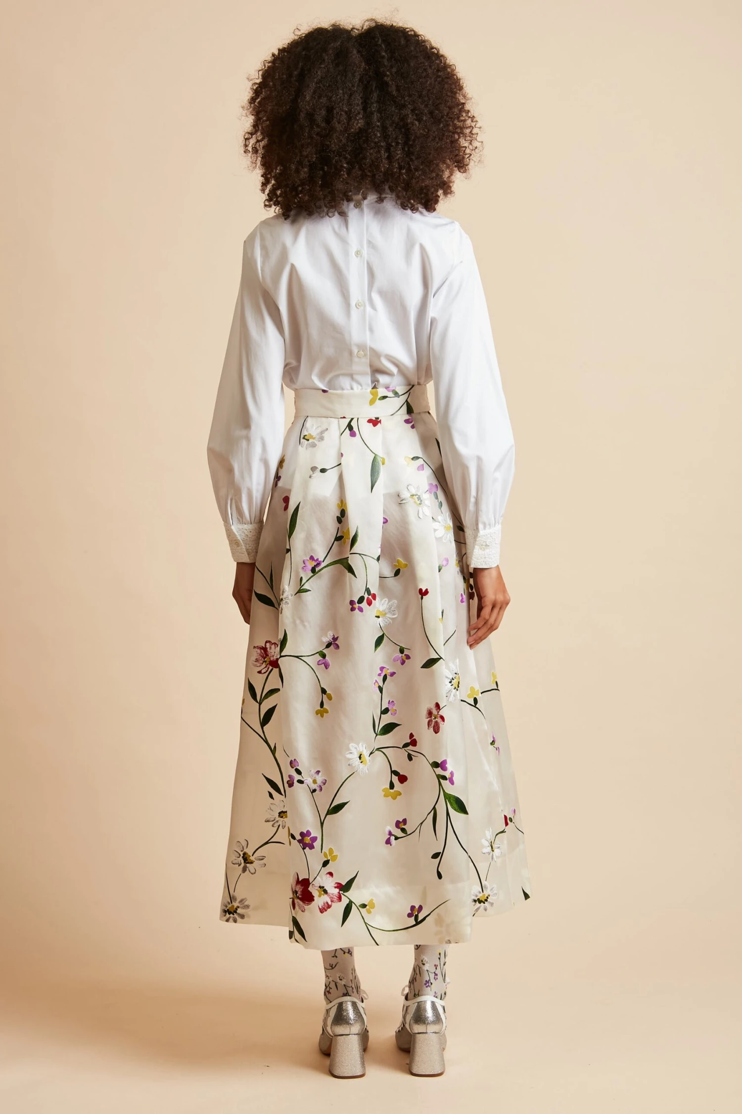 Jupe Longue En Organza De Soie Imprimée 5 Jupe Longue En Organza De Soie Imprimée - Image 3