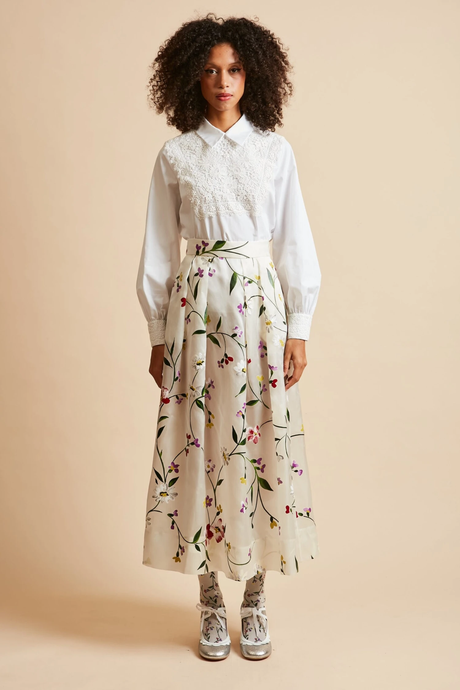 Jupe Longue En Organza De Soie Imprimée 3 Jupe Longue En Organza De Soie Imprimée