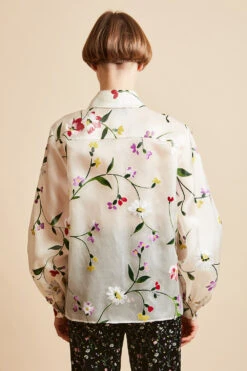 Blouse En Organza De Soie Imprimé Floral -Élégance Soldes FW23 Sferrara 4