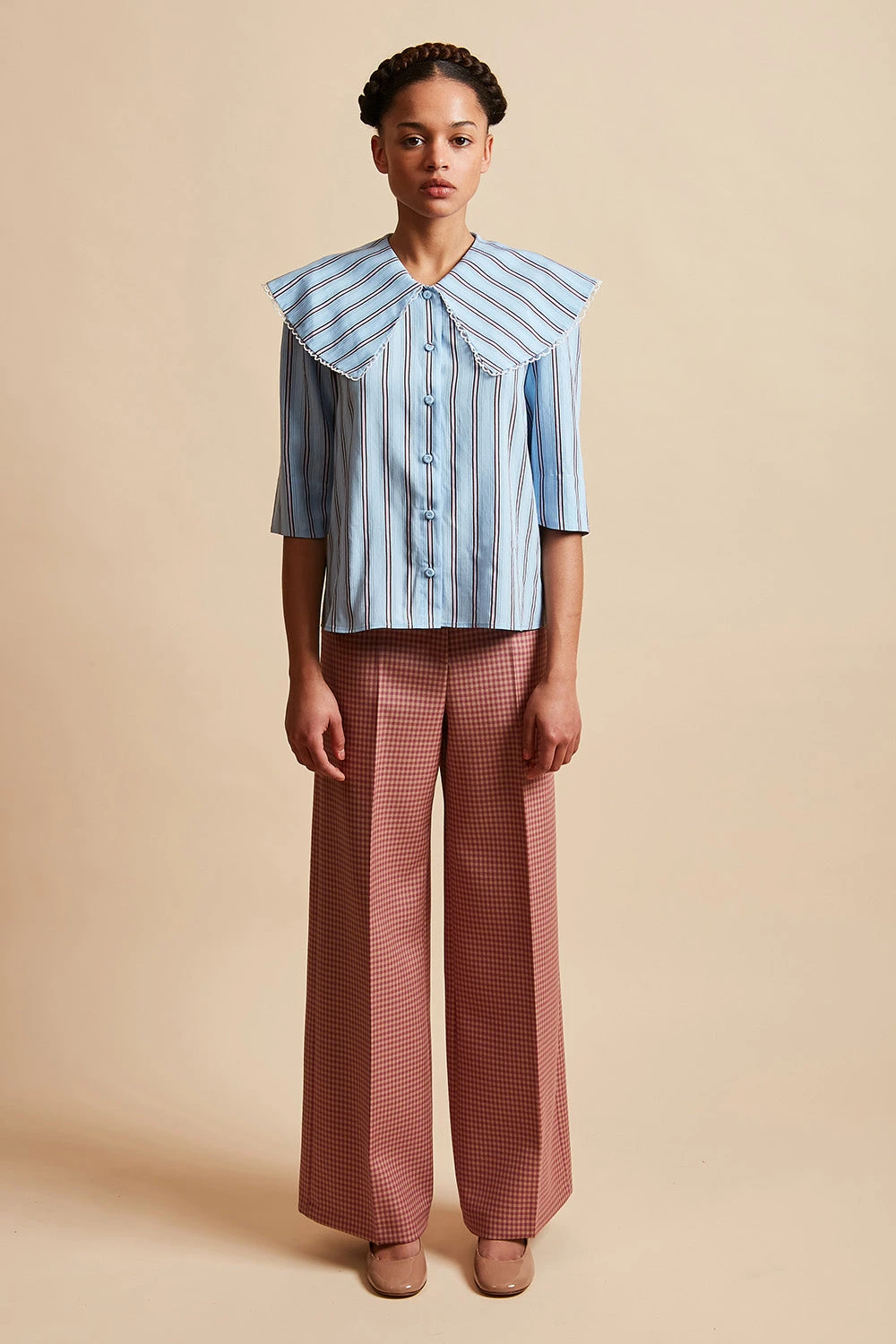 Blouse Rayée Au Large Col 4 Blouse Rayée Au Large Col - Image 2