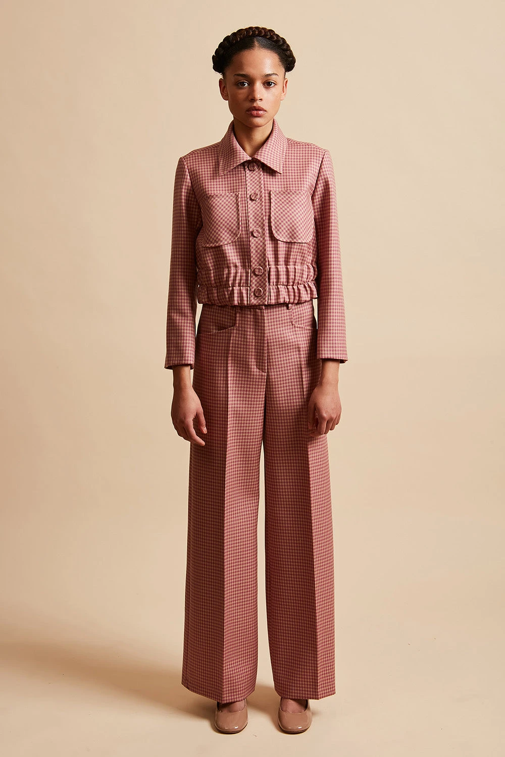 Blouson Court Smocké En Laine Vierge Vichy 8 Blouson Court Smocké En Laine Vierge Vichy - Image 6