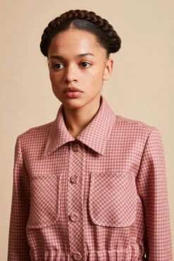 Blouson Court Smocké En Laine Vierge Vichy 25 Blouson Court Smocké En Laine Vierge Vichy -Élégance Soldes FW23 Skaro 7