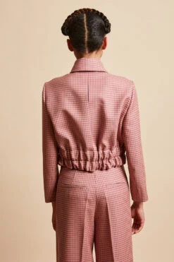 Blouson Court Smocké En Laine Vierge Vichy 26 Blouson Court Smocké En Laine Vierge Vichy -Élégance Soldes FW23 Skaro 9