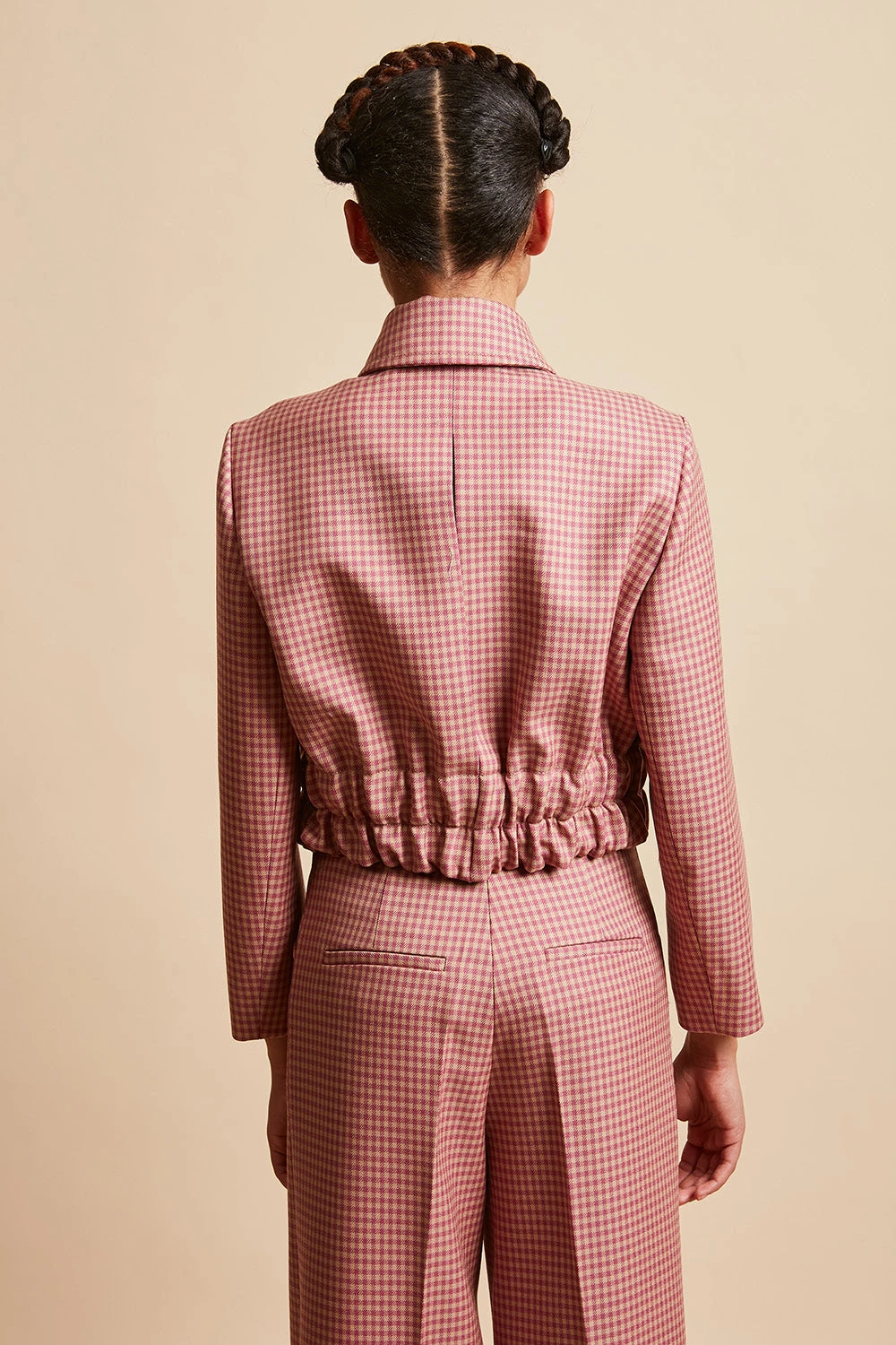 Blouson Court Smocké En Laine Vierge Vichy 11 Blouson Court Smocké En Laine Vierge Vichy - Image 9