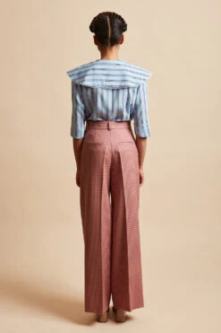 Pantalon Droit En Laine Vierge Vichy -Élégance Soldes FW23 Smadras 10