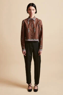 Chemisier Court En Batiste De Coton Brodé -Élégance Soldes FW23 Smarly