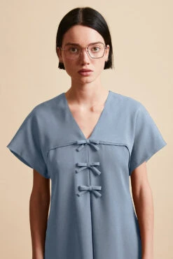 Robe Courte évasée En Laine Vierge Tropicale 21 Robe Courte évasée En Laine Vierge Tropicale -Élégance Soldes FW23 Spretty 1bleu