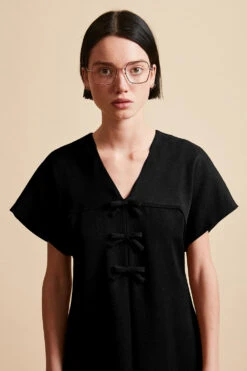 Robe Courte évasée En Laine Vierge Tropicale 18 Robe Courte évasée En Laine Vierge Tropicale -Élégance Soldes FW23 Spretty 1noir