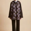Duffle Coat En Maille Jacquard A Motif Floral All Over