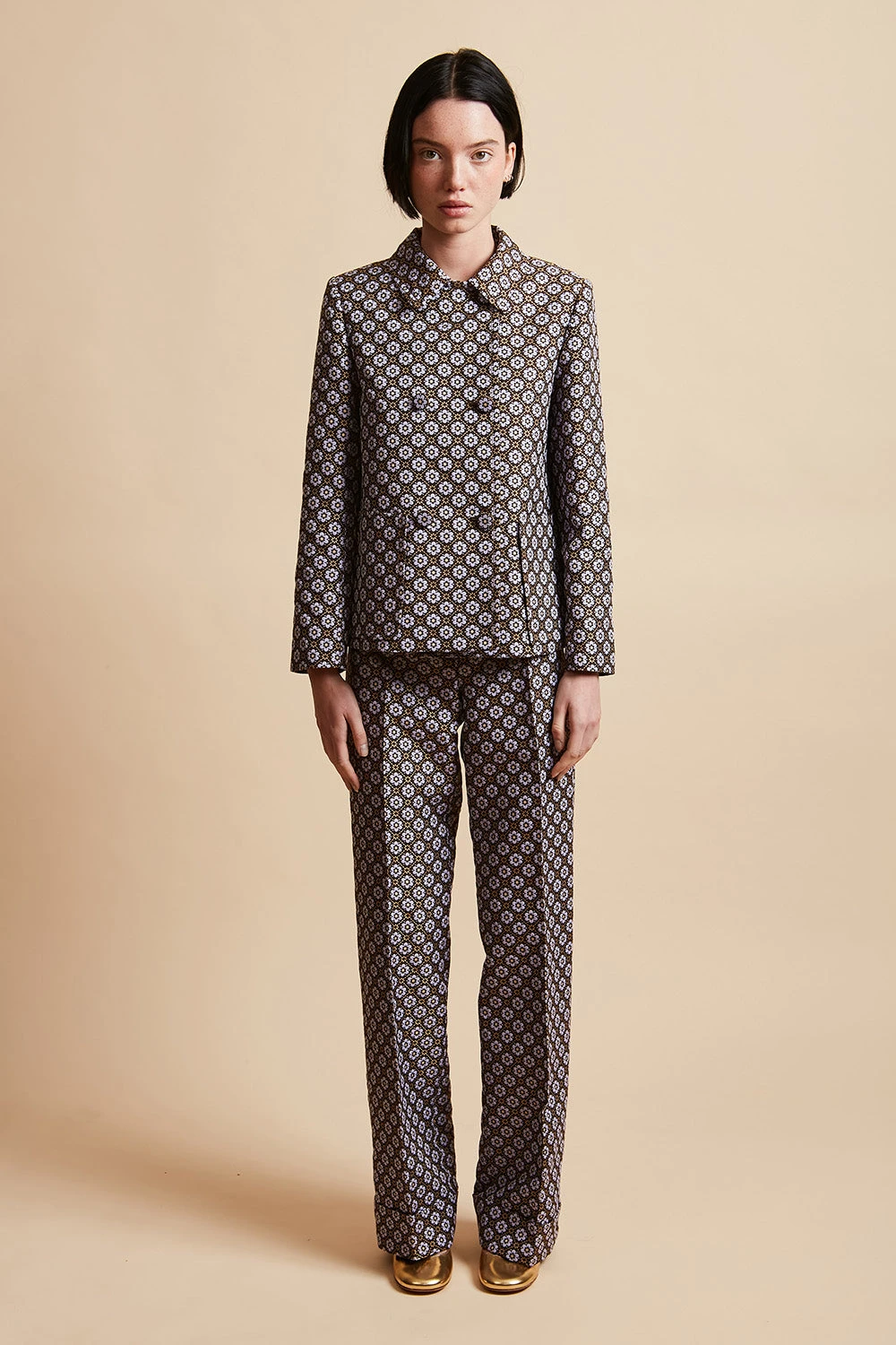 Pantalon En Jacquard à Motif Floral 3 Pantalon En Jacquard à Motif Floral