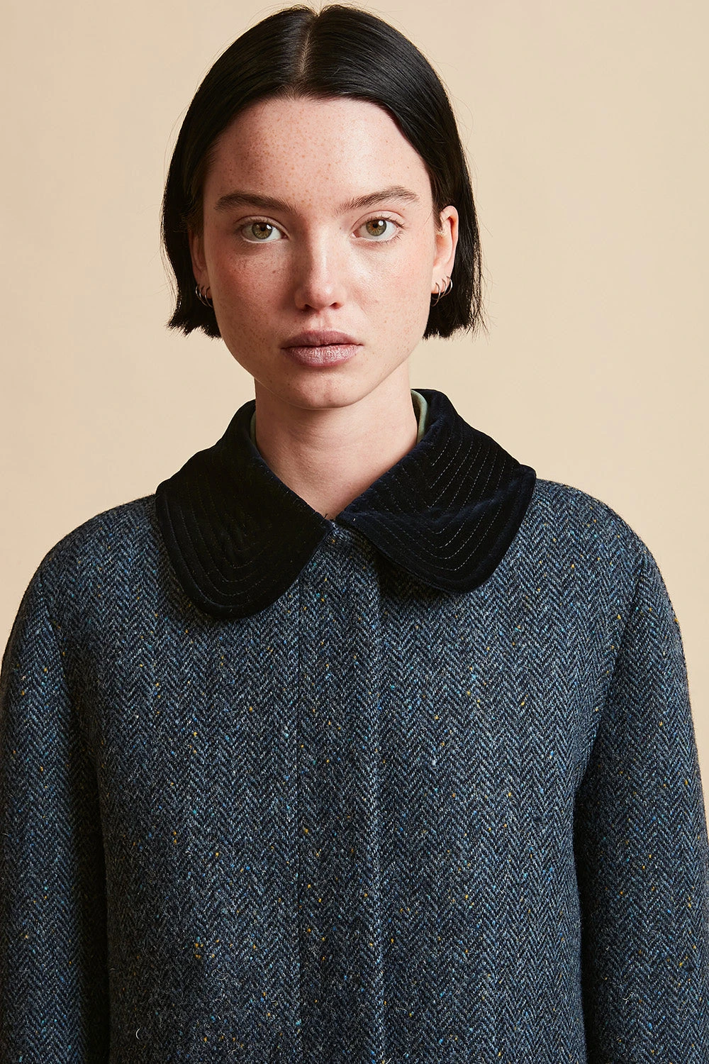 Manteau Long En Laine Shetland Harris Tweed à Motif Chevron 4 Manteau Long En Laine Shetland Harris Tweed à Motif Chevron - Image 2