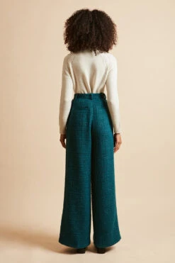 Pantalon Large Taille Haute En Tweed De Laine Lurex 14 Pantalon Large Taille Haute En Tweed De Laine Lurex -Élégance Soldes FW23 salfa 2