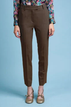 Pantalon De Tailleur Fuselé -Élégance Soldes FW23 sboven marron