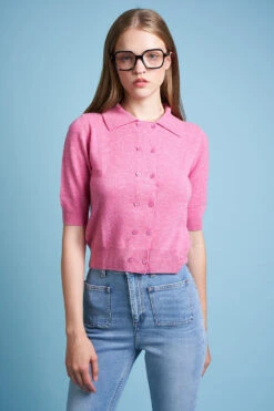 Cardigan Court En Cachemire Col Polo -Élégance Soldes FW23 scalin 6