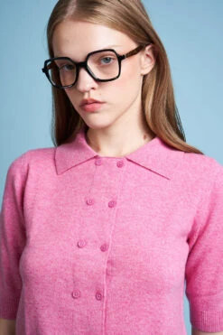 Cardigan Court En Cachemire Col Polo -Élégance Soldes FW23 scalin 8