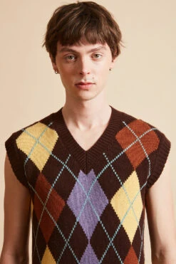 Débardeur En Laine Et Cachemire Aux Motifs Losanges En Intarsia -Élégance Soldes FW23 schandler 2 1