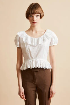 Top Court En Voile De Coton Brodé