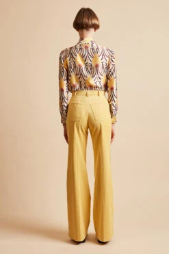 Pantalon Coupe Droite En Velours Avec Bandes Brodées De Pierres -Élégance Soldes FW23 sfirmin 08 4