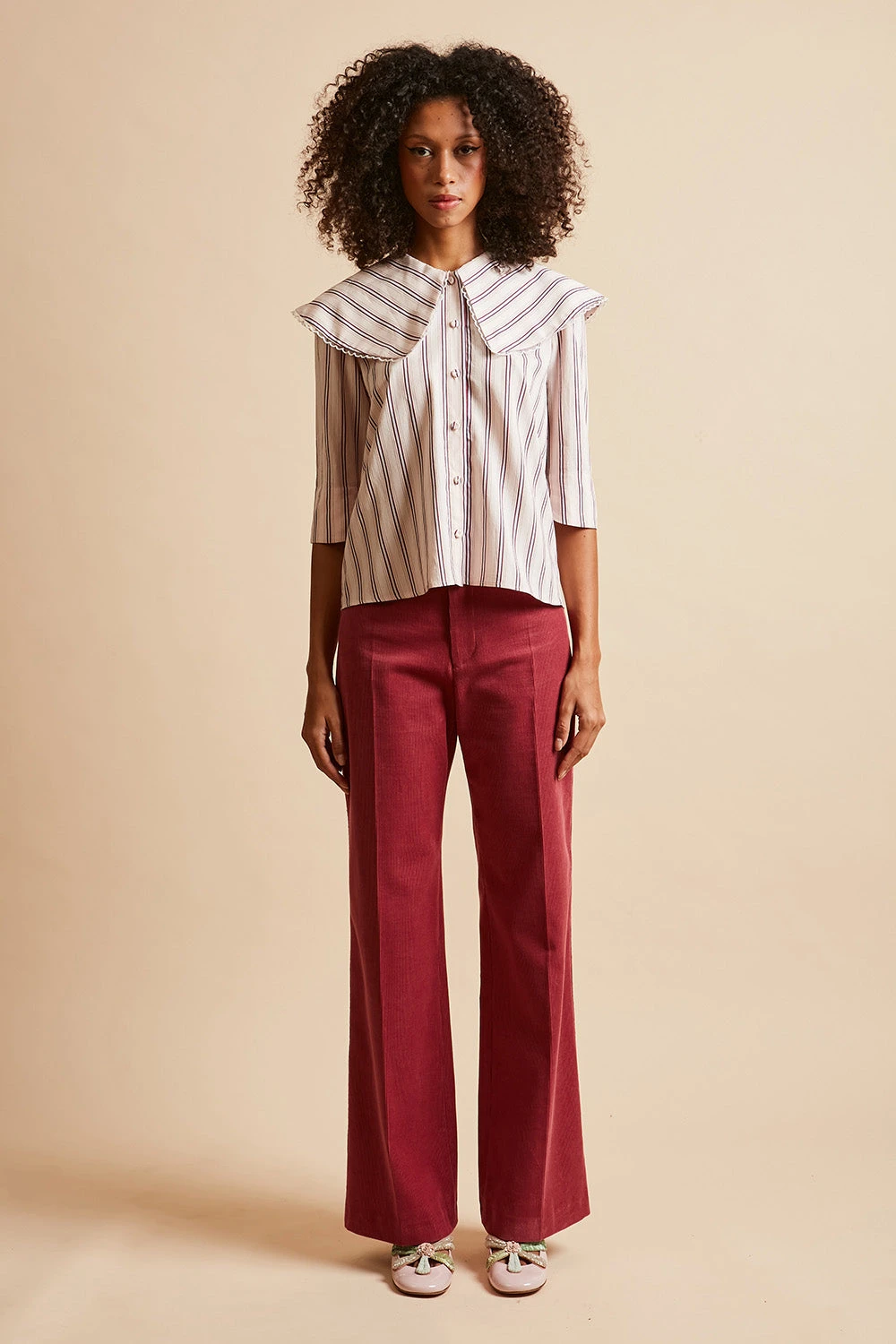 Blouse Rayée Au Large Col 10 Blouse Rayée Au Large Col - Image 8