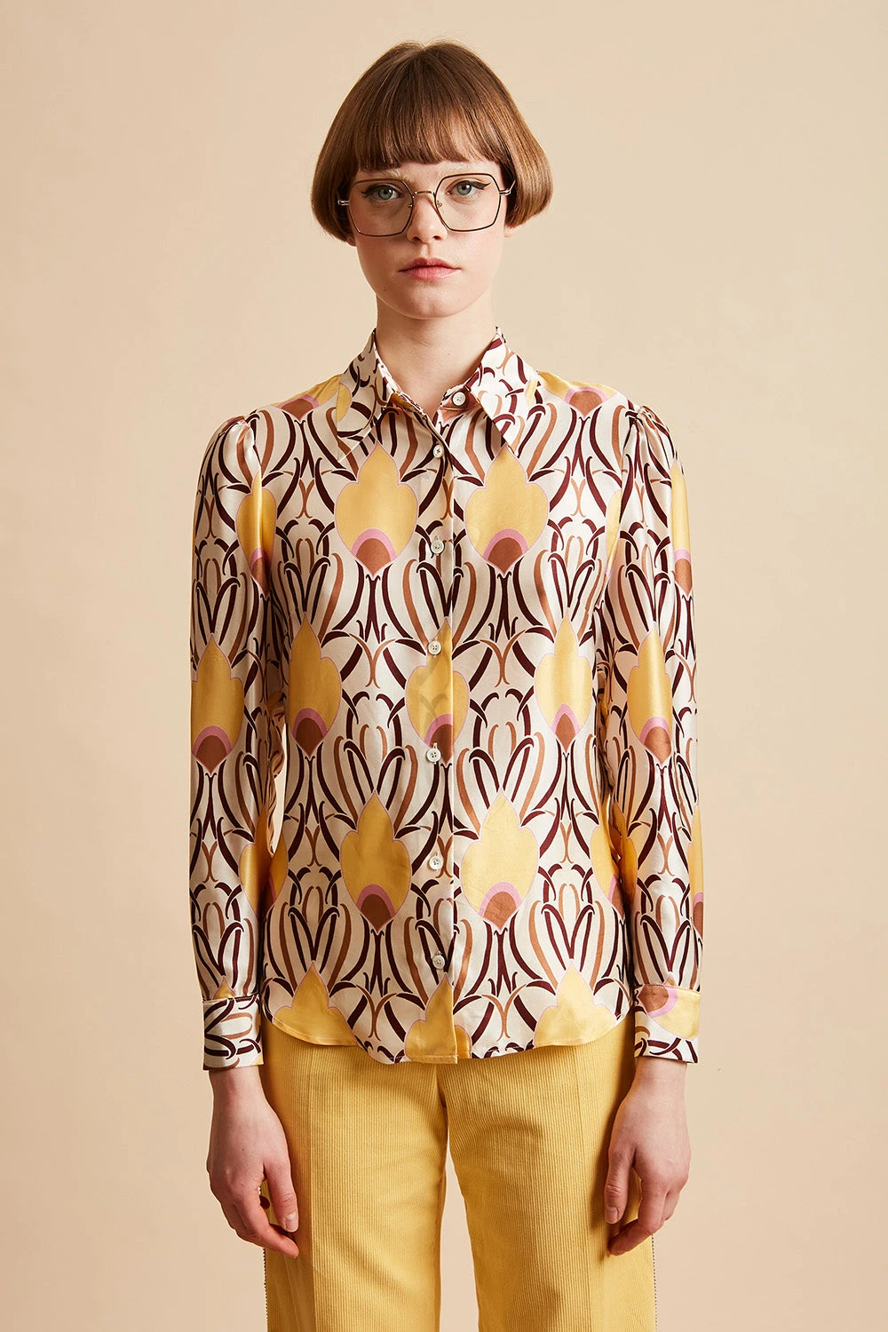 Chemise En Satin De Soie Imprimée All Over 3 Chemise En Satin De Soie Imprimée All Over