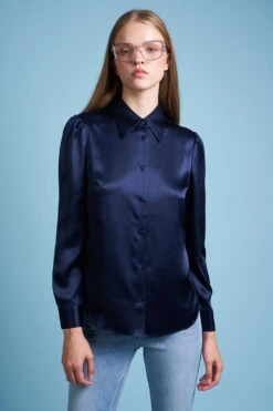 Chemisier En Satin De Soie Ajusté -Élégance Soldes FW23 sinsolite 17