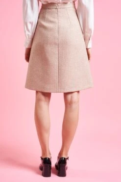 Jupe En Tweed Tricolore De Mohair Et Laine Tissée En France -Élégance Soldes FW23 sjeanette 12