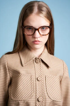 Blouson Court Smocké En Laine Vierge Vichy 30 Blouson Court Smocké En Laine Vierge Vichy -Élégance Soldes FW23 skaro 12