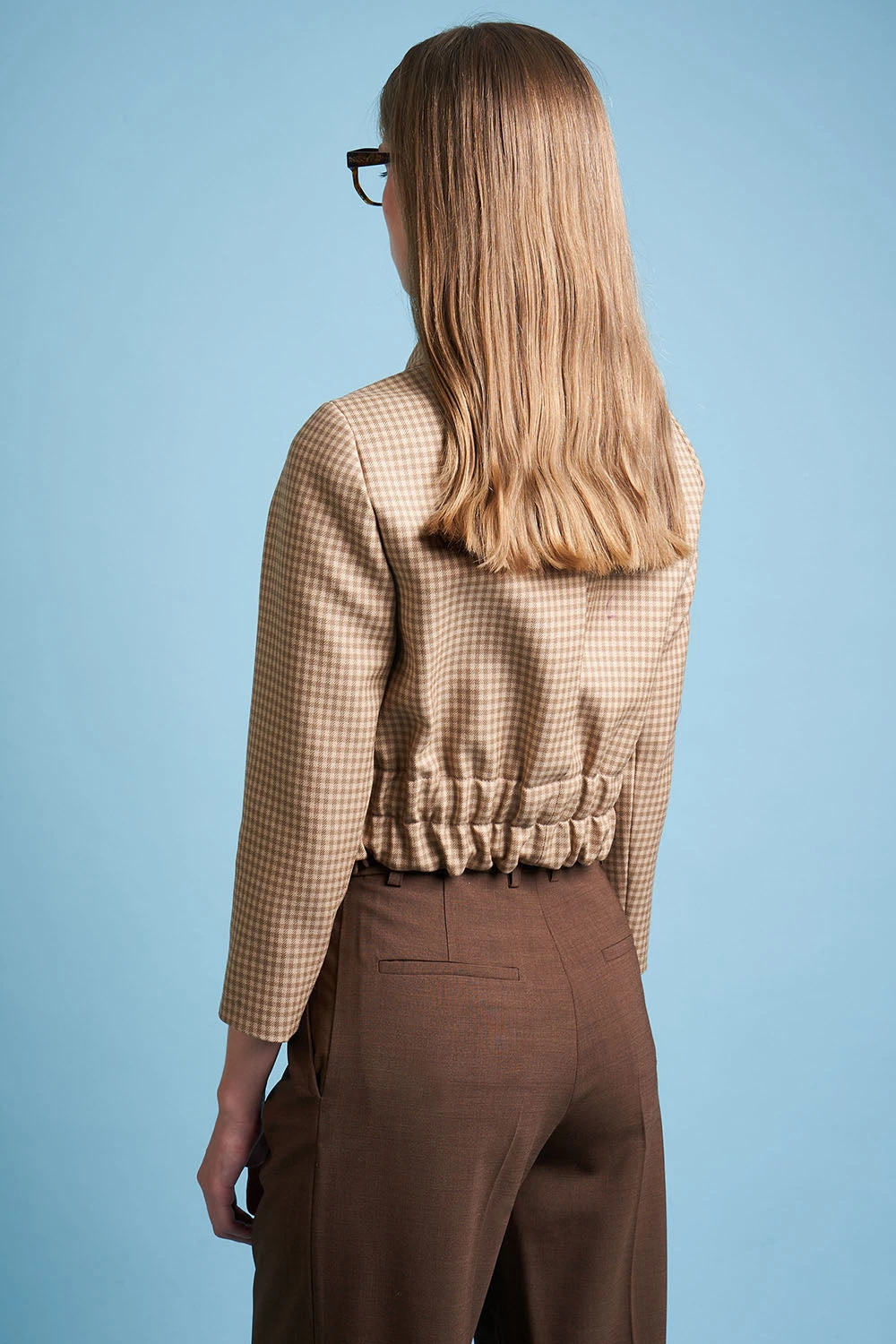 Blouson Court Smocké En Laine Vierge Vichy 16 Blouson Court Smocké En Laine Vierge Vichy - Image 14