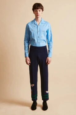 Jogging En Laine Mérinos Aux Dessins D'oiseaux