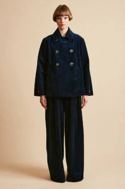 Pantalon Large Taille Haute En Velours Côtelé à Bandes Larges